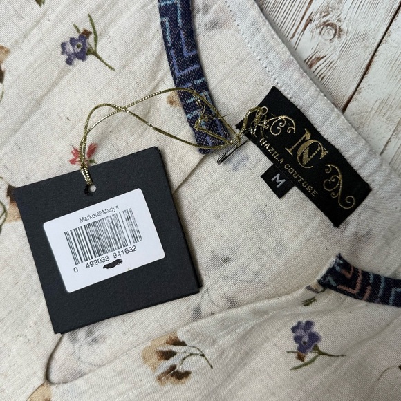 Nazila Couture Floral Patchwork Tunic Dress Size Medium 100% Cotton - Picture 7 of 9